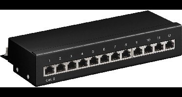 CAT6 Gigabit Desktop Patch Panel 1U met 12 poorten - afgeschermd / zwart