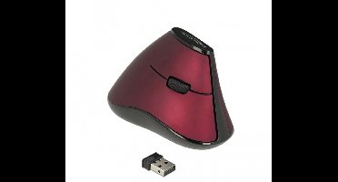 DeLOCK ergonomische draadloze USB muis met 5 knoppen - 1000 DPI / zwart/rood
