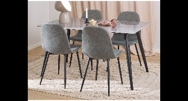 Wicklow eethoek tafel met 4 stoelen grijs, donkergrijs.