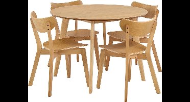 Roxby eethoek tafel met 4 stoelen natuur, eik.