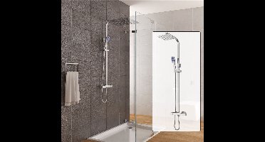 Thermostatische Regendouche – Doucheset – Handdouche – Douchekop – Douchekraan – 40x40 cm Regendouchekop – Thermostatische Temperatuur 38°C – Roestvrij Staal Chroom