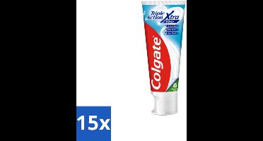 15 x Colgate Tandpasta Triple Action Xtra White 75 ml - Tandpasta - Gaatjes - Wittere Tanden - Frisse Adem - Mondverzorging