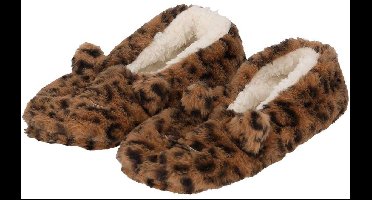 Apollo Ballerina sloffen - dames - bruin - luipaard print - pantoffels - antislip zool 40-42