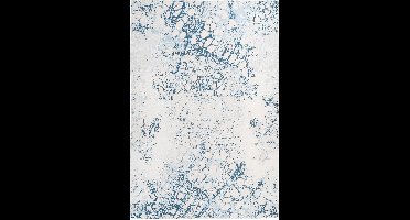 Laagpolig Vloerkleed | Tapijt | Galaxy | Abstract | Crème/Blauw | 80x150 cm