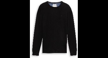 Tom Tailor - Gebreide trui van katoen - Maat L - Black