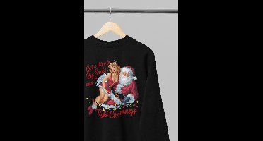 Foute kersttrui - Big sacks and tight chimneys - Wurban Wear | 18+ | Grappige sweater | Leuk cadeau | Unisex sweater | Oversized sweater | Kersttrui heren | Foute kerstkleding | Kerst sweater | Kersttrui dames | Foute kersttruiendag 2025 | Zwart
