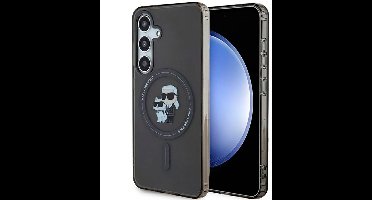 Bescherming Karl Lagerfeld S24 black hardcase IML Karl&Choupette MagSafe