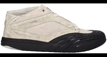 Vintage Effect Fabric Sneakers with Logo Details - Beige