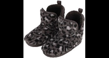 Apollo kindersloffen - luipaard - donkergrijs - pantoffels - met antislip - voor kinderen 31-32