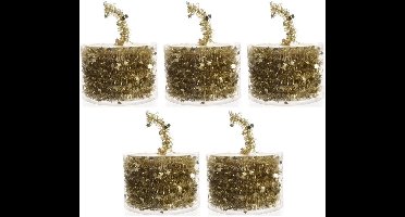 Decoris Kerstslinger- 5x -guirlande - met sterren - goud - glanzende lametta - 700 cm