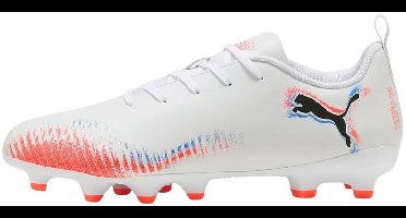 PUMA FUTURE 8 PLAY FG/AG Jr Unisex Sportschoenen - PUMA White-PUMA Black-Glowing Red