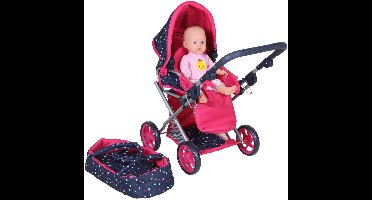 Roze 3-in-1 poppenwagen voor meisjes