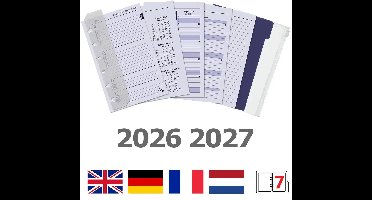 Kalpa 6336-26-27 125 x 80 mm Pocket Agendabinder Vulling 1 Week per 2 Paginas Jaardoos EN FR DE NL 2026 2027