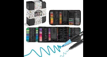 Stiften Set voor Volwassenen 84 stuks - Opbergwallet - Twinmarkers - Alcohol markers - Brushpennen - Fineliners - Gelpennen - Makkelijk opbergen - Joya Creative
