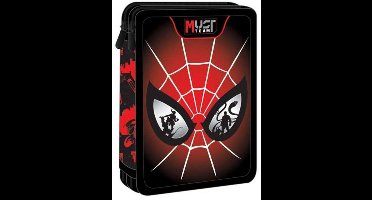 Marvel Spider-Man Eyes 3D Etui – Dubbele Gevulde Schooletui – 15×5×21 cm – Inclusief Kleurpotloden & Stiften