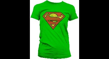 Superman Washed Shield Girly T-Shirt Damen Green-M