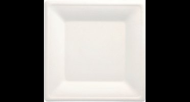 100 Borden van suikerriet pure hoekig 26 cm x 26 cm wit