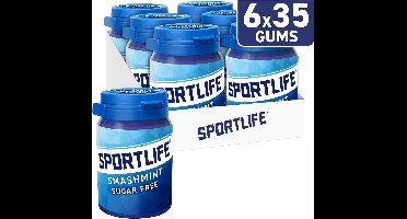 Sportlife smashmint pot - extreem frisse suikervrije kauwgom - 6x52g