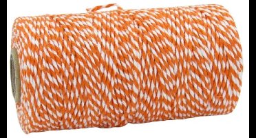 Katoenkoord oranje-wit voor creatieve projecten en handwerk - 100 mtr. - Katoen Touw