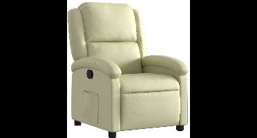 vidaXL - Fauteuil - echt - leer - crèmekleurig