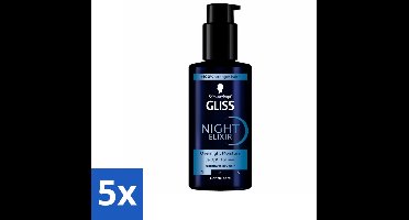 Gliss - Haarserum - Night Elixer - Overnight Moisture - Hydratatie en Glans - 100 ml - Bulkverpakking - 5 stuks