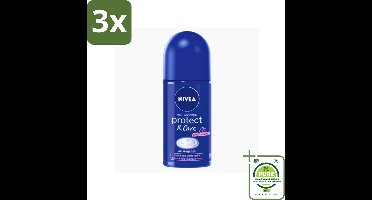 3 x Nivea - Protect & Care - Deodorant - Roll-On - 50 ml - Grootverpakking - NIVEA Deodorant - Anti-transpirant - 48 Uur Bescherming - Deodorant Roller - Deodorant Voor Mannen