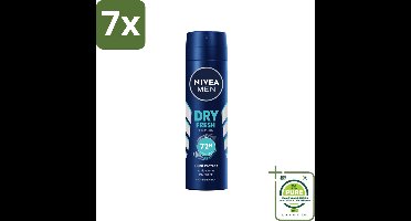 7 x NIVEA Men Deodorant Spray Dry Fresh 150 ml - Grootverpakking - NIVEA MEN Deodorant - Anti-transpirant - 48 Uur Bescherming - Droogheid - Frisheid