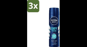 NIVEA Men Deodorant Spray Dry Fresh 150 ml - Bulkverpakking - 3 stuks