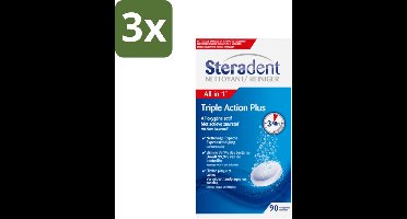 Steradent Triple Action Plus Kunstgebit Reiniger 90 tabletten - Bulkverpakking - 3 stuks