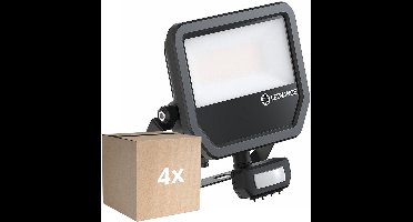 Voordeelpak 4x Ledvance LED Breedstraler Aluminium Zwart 41W 5500lm 100D - 830 Warm Wit | IP65 - Bewegings- en Lichtsensor - Symmetrisch