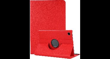 Hoes - Geschikt voor Samsung Galaxy Tab A11 Plus - 360 Graden Draaibare Hard Cover Case - Tablet Hoesje Draaibaar - Rood