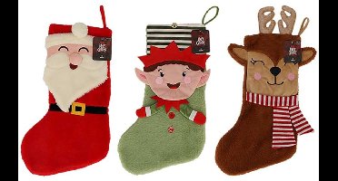 Apollo Grote Kerstsokken Schouw Kerst Print 3-Pack Kerstman/Kerstelf/Rendier - Kerstdecoratie