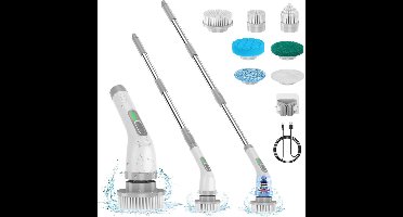 RVV® Elektrische Schrobborstel - Elektrische Reinigingsborstel - Borstel - Grijs - 44.5x17x8cm