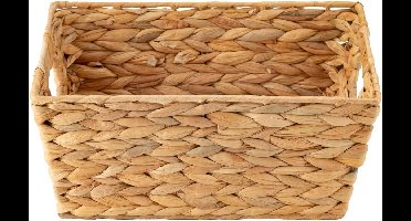 Stapelbare Rechthoekige Opbergmand van Waterhyacint voor Badkamer en Woonkamer