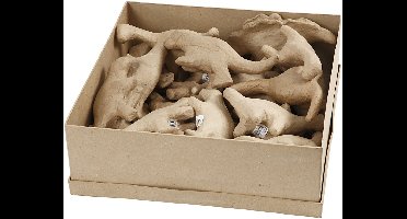 Dinosaurussen - Home deco - Dinosaurussen - Papier-Maché - diverse kleuren - 9-12,5cm - Creotime - 21 Stuks