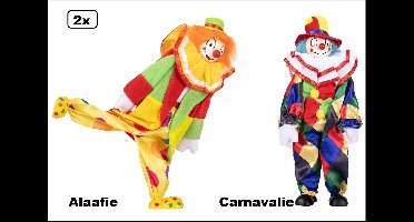 2x Set Clowns pop met hoed 30cm assortie - Alaafie en Carnavalie - Carnaval decoratie optocht