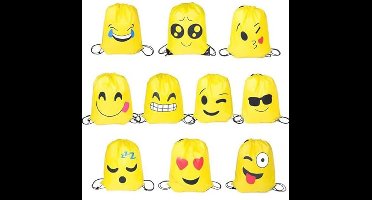 TANGGER 10 STKS Emoji-Feesttassen,Rugzakken met Trekkoord Verjaardag-Goodiebags Feestartikelen voor Kinderen,Jongens,Meisjes