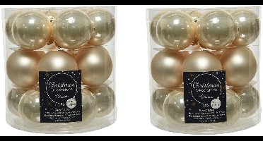 Decoris Kleine kerstballen - 36x st - champagne - D4 cm - glas - kerstversiering