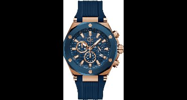Gc Gc Legacy Chronograph Watch Blauw En Rosé Goud Case: 100% Roestvrij Staal | Armband: 100% Siliconen 44 mm Z18005G7MF, Z18006G7MF