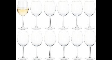 Excellent Houseware Wijnglazen - 12x stuks - 430ml - glas - transparant - witte wijnglazen