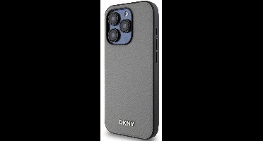 DKNY, Beschermhoesje Geschikt voor Apple iPhone 15 Pro MagSafe Elegant met metalen logo, Grijs