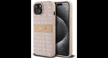 DKNY Textured Tonal Stripe Back Case - Geschikt voor Apple iPhone 15 (6.1") - Roze