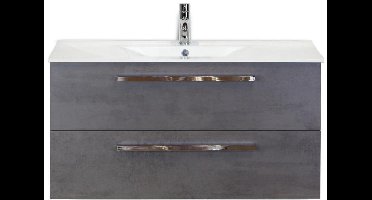 Seville Badmeubelset 100 cm - Beton Antraciet - Keramische Wastafel Wit Enjoy