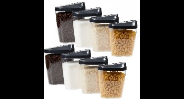 Benson voorraadpotten - 8x stuks - BPA vrij - luchtdicht - verschillende maten - doorzichtig