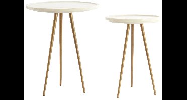 Light & Living Bijzettafel Prato - Wit - Ø43+Ø33cm - Modern