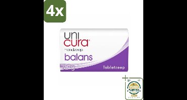 Unicura Tabletzeep Anti Bacterieel Balans 180 gr - Voordeelverpakking - 4 stuks - Hygiëne - Schoonmaken