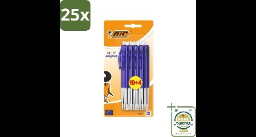 25 x BIC - M10 Original - Balpennen met Kliksysteem - Blauw - 1 mm Punt - 14 Pennen - Grootverpakking - Balpen - Schrijfset - Balpen Set - Kliksysteem - Correctie
