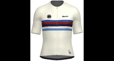Santini Uci World Champion Britain 2025 Korte Mouw Wielertrui Beige XL Man,Vrouw