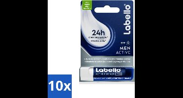 Labello – Lippenbalsem – Active For Men – SPF 15 – 4,8 g - Bulkverpakking - 10 stuks