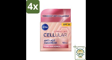 NIVEA - CELLular Expert Lift Dagcrème - Anti-Veroudering Crème - SPF 30 - Voor alle huidtypen - Met Bakuchiol & Hyaluronzuur - 50 ml - Voordeelverpakking - 4 stuks - Dagcrème - Bakuchiol